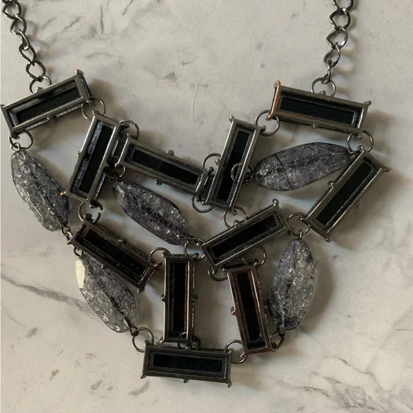 New York & Company Womens Adjustable Black and Silver Beaded Statement Necklace - Picture 5 of 8